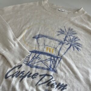 Spiritual Gangster Carpe Diem Venice Sweater Linen Blend‎ Women's Large Cream